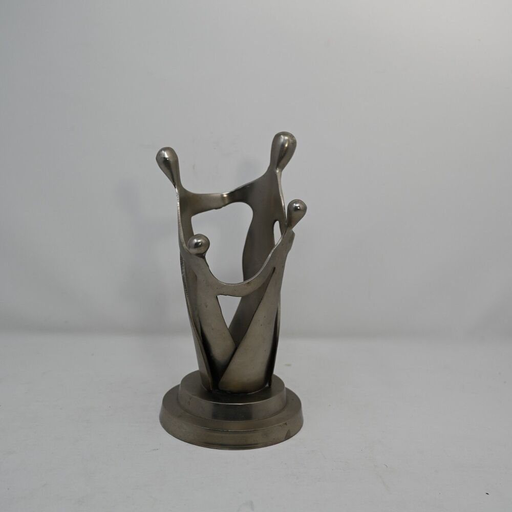 Abstract Metal Family Sculpture Modern Figurine Home Decor 8.5in